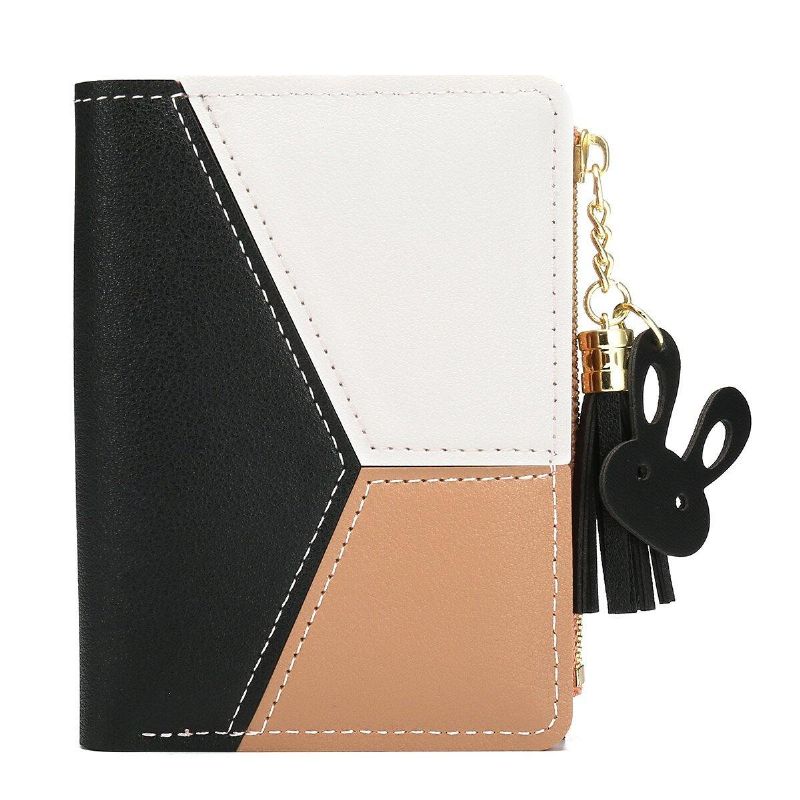 Dusker Pu-Skinn Multi-Slots Kort Pengeveske Slank Kortholder Lommebok For Kvinner Og Damer Med Hjerteformede Metalldusker Anheng Gift Bifold Clutch