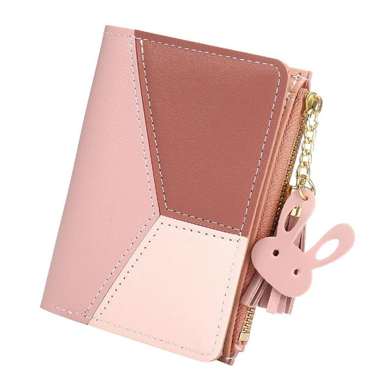 Dusker Pu-Skinn Multi-Slots Kort Pengeveske Slank Kortholder Lommebok For Kvinner Og Damer Med Hjerteformede Metalldusker Anheng Gift Bifold Clutch