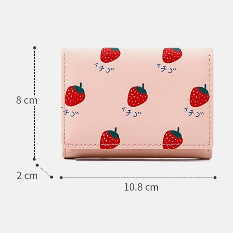 Kvinner 7 Kortspor Trifold Fruit Printed Wallet