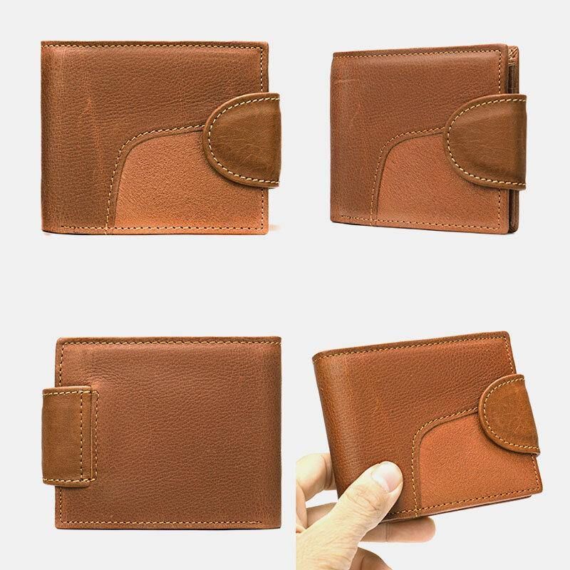 Menn Ekte Skinn Bifold Rfid Anti-Tyveri Multi-Card Slot Retro Casual Kortholder Mynt Lommebok