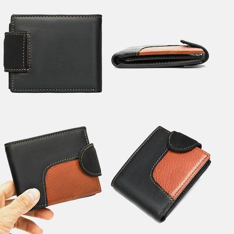 Menn Ekte Skinn Bifold Rfid Anti-Tyveri Multi-Card Slot Retro Casual Kortholder Mynt Lommebok