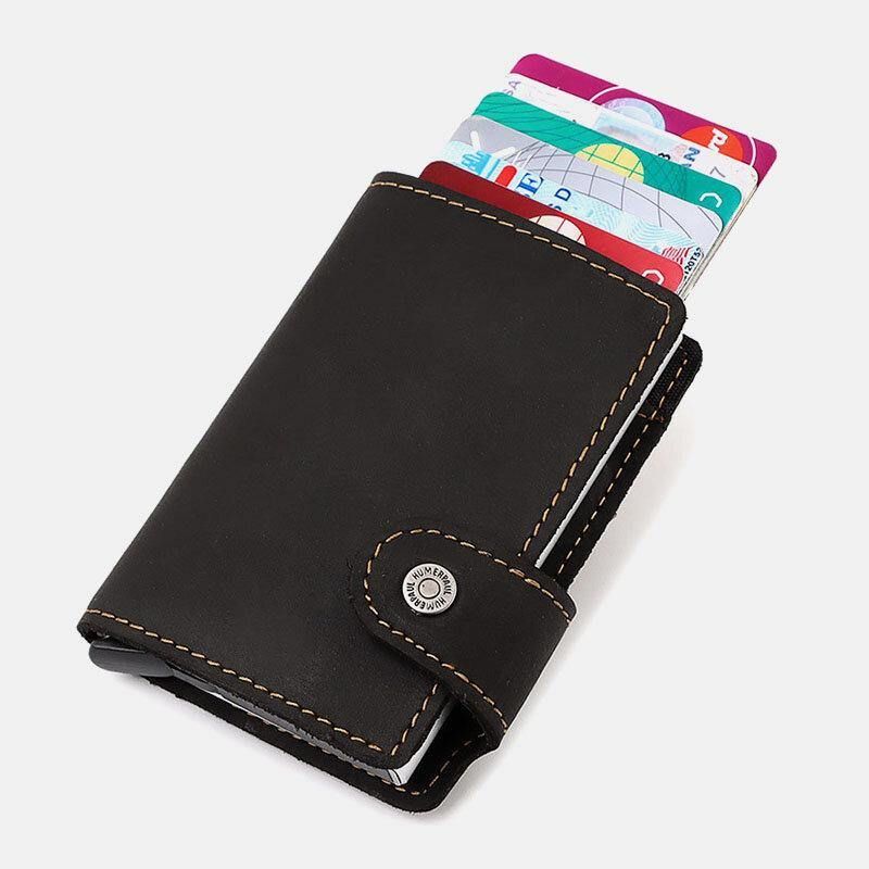 Menn Ekte Skinn Multi-Card Slot Rfid Anti-Theft Vintage Business Casual Kortholder Pengeklemmer Lommebok Veske