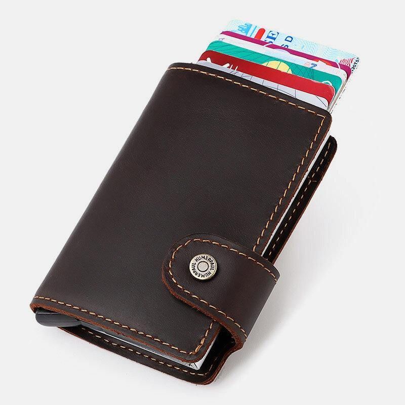 Menn Ekte Skinn Multi-Card Slot Rfid Anti-Theft Vintage Business Casual Kortholder Pengeklemmer Lommebok Veske