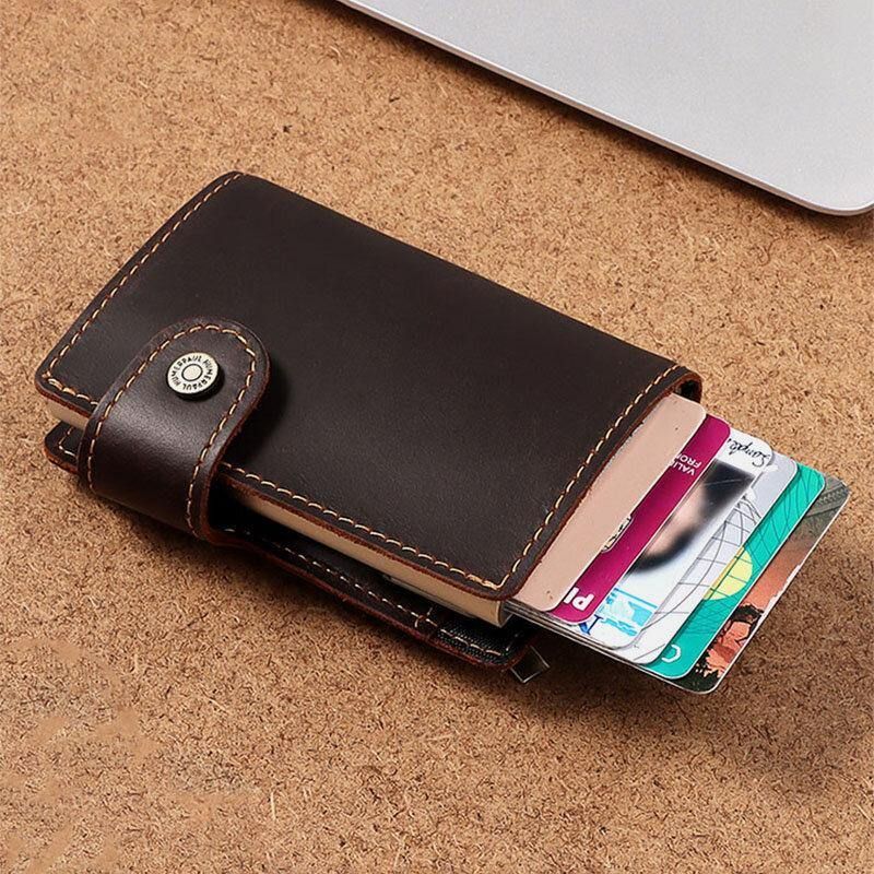 Menn Ekte Skinn Multi-Card Slot Rfid Anti-Theft Vintage Business Casual Kortholder Pengeklemmer Lommebok Veske