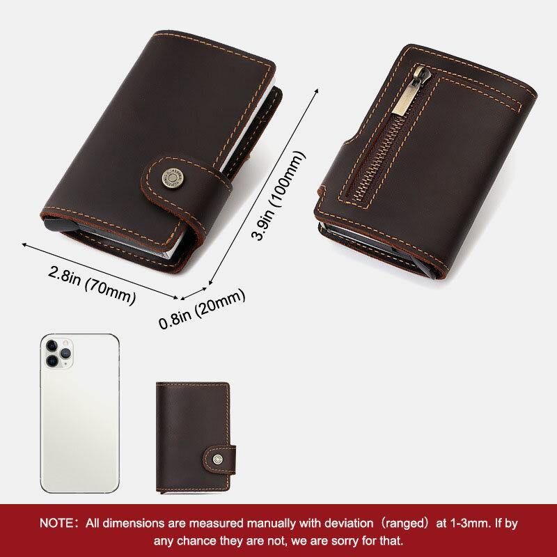 Menn Ekte Skinn Multi-Card Slot Rfid Anti-Theft Vintage Business Casual Kortholder Pengeklemmer Lommebok Veske