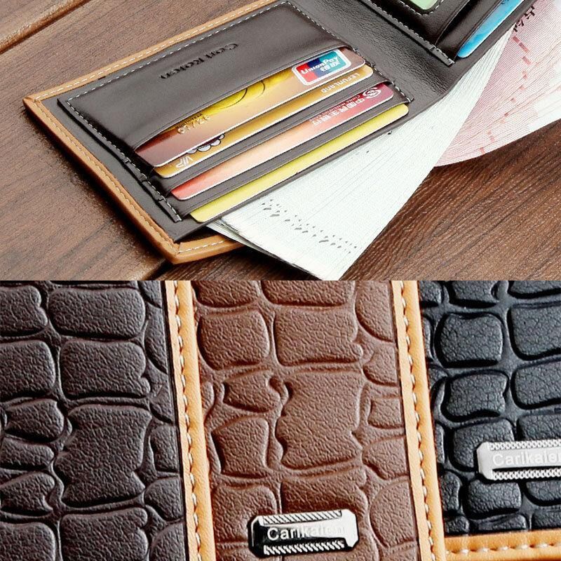 Menn Faux Leather Business Casual Bifold Multi-Slot Kortholder Lommebok