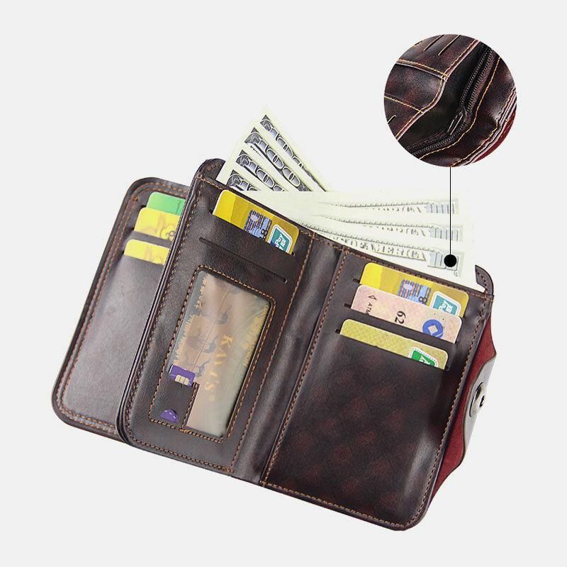 Menn Faux Leather Stor Kapasitet Mote Business Retro Multi-Slot Kortholder Lommebok