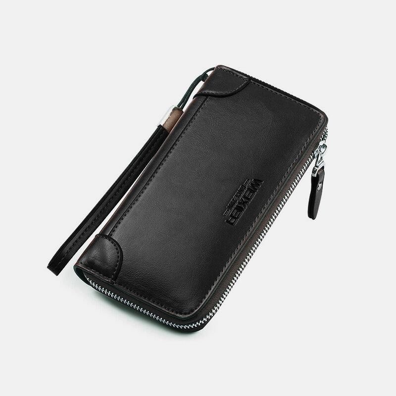 Menn Kunstskinn Multi-Spor Retro Business Stor Kapasitet 5.5 Tommers Telefonveske Clutch Lommebok Kortholder Lommebok