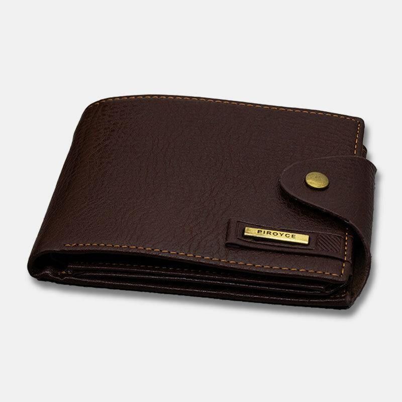 Menn Pu Leather Trifold Hasp Stor Kapasitet Retro Casual Kortholder Mynt Lommebok