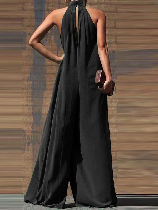 Ermeløs Halter Solid Casual Jumpsuit