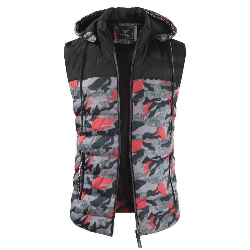 Herre Camo Patchwork Avtakbar Hette Tykk Varm Polstret Vest