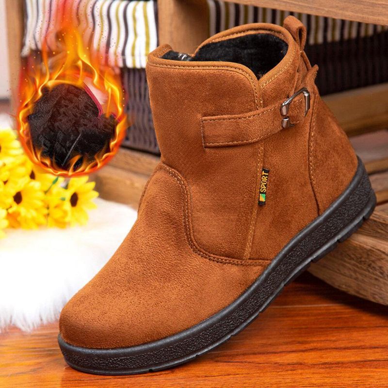 Dame Comfy Varmt Fôr Spenne Slip On Snow Boots