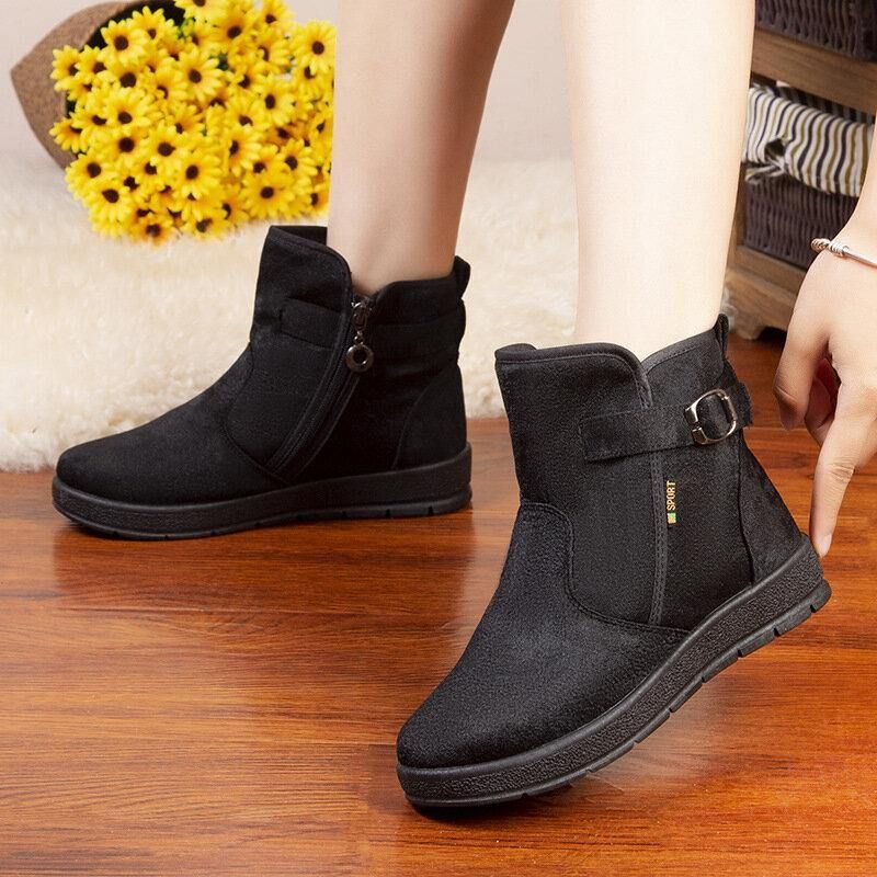 Dame Comfy Varmt Fôr Spenne Slip On Snow Boots