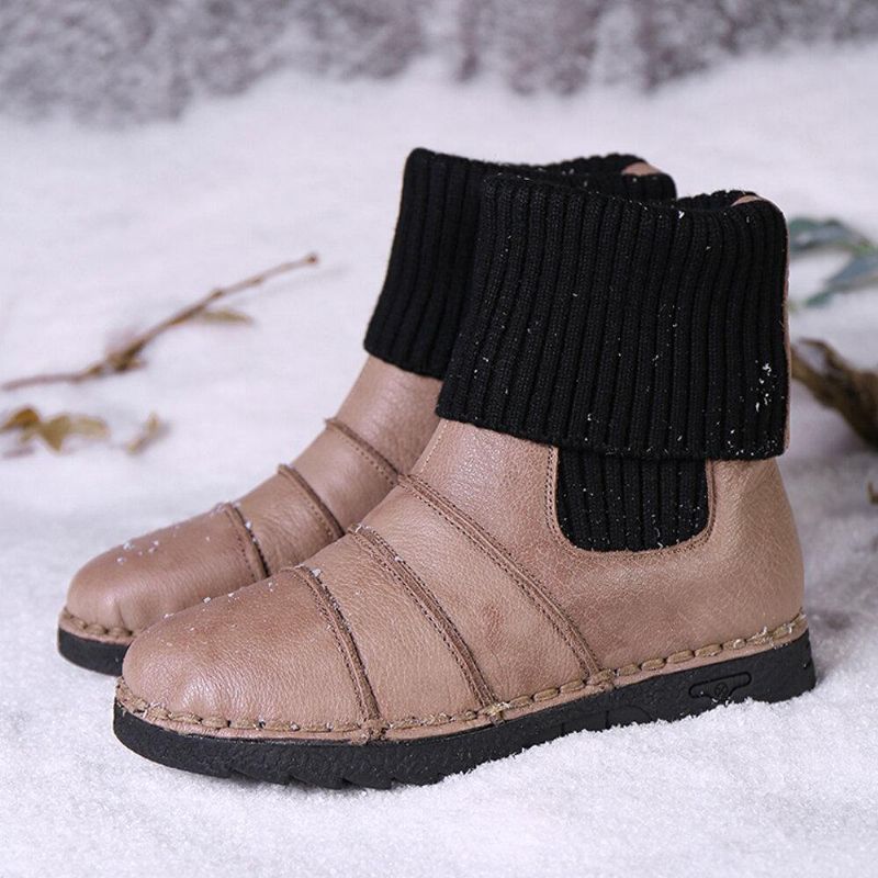 Kuskinnsøm. Varmt Fôr Slip-On Flat Snow Short Boots