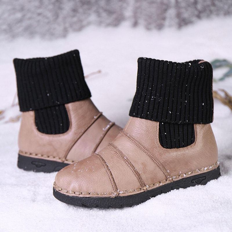 Kuskinnsøm. Varmt Fôr Slip-On Flat Snow Short Boots