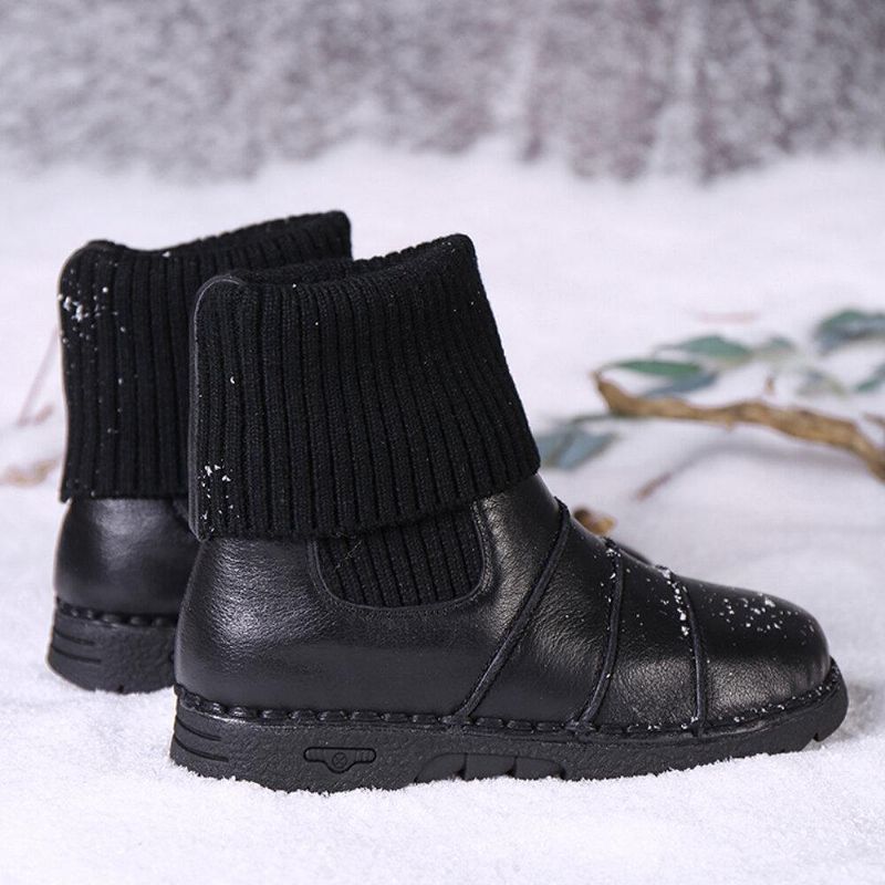 Kuskinnsøm. Varmt Fôr Slip-On Flat Snow Short Boots