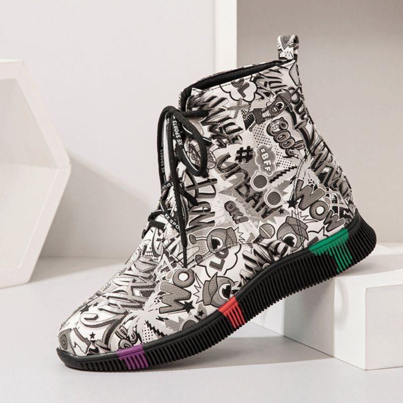 Kvinner Casual Letter Graffiti Printing Multicolor Snøring Korte Combat Boots