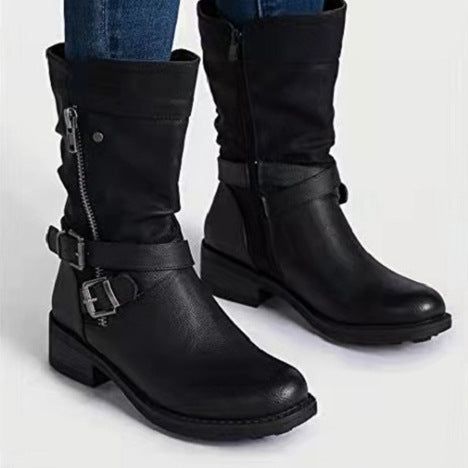 Martin Boots Utenrikshandel Stor Størrelse Damesko Belte Lavhæl Casual Boots