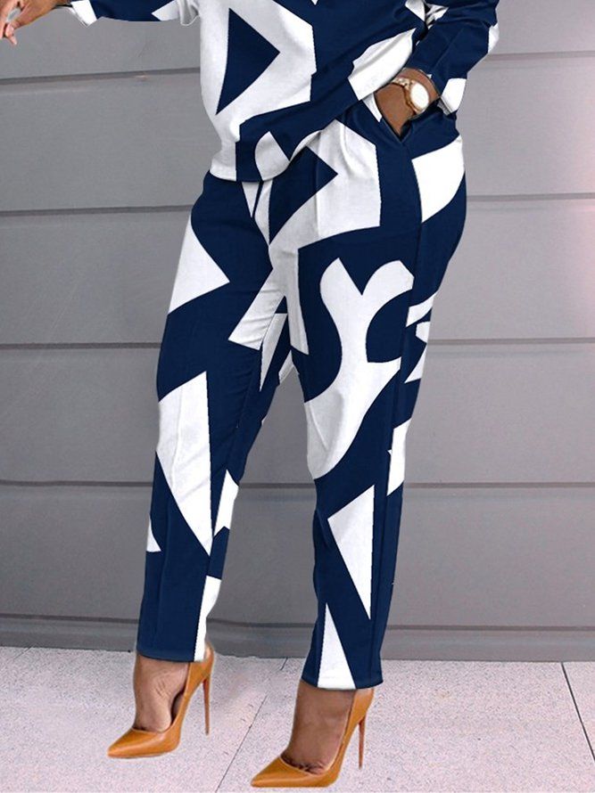 Urban Geometric Regular Fit Fashion Pants