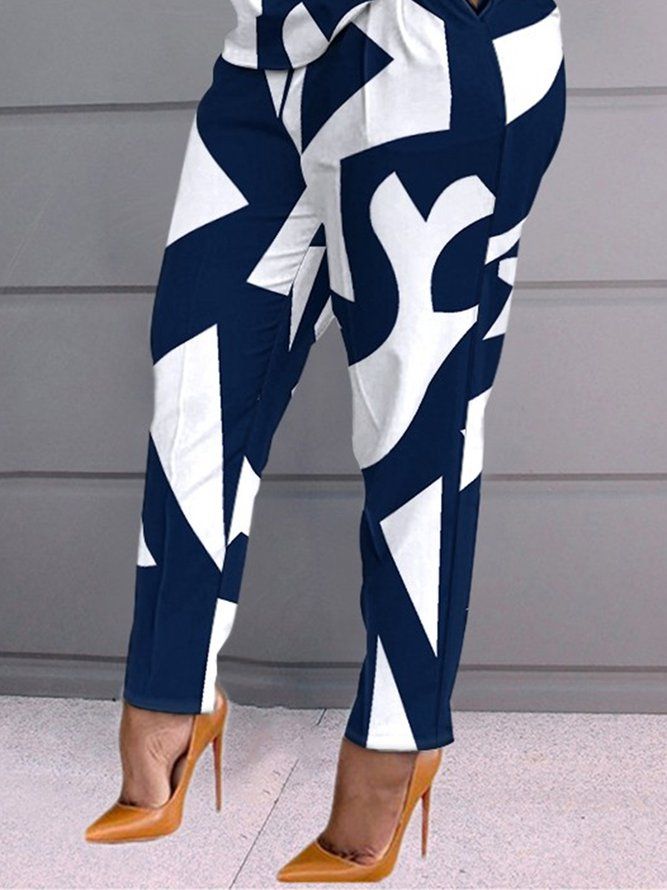 Urban Geometric Regular Fit Fashion Pants