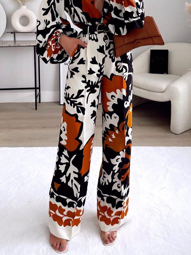 Vacation Printed Fashion Lommer Straight Leg Bukser