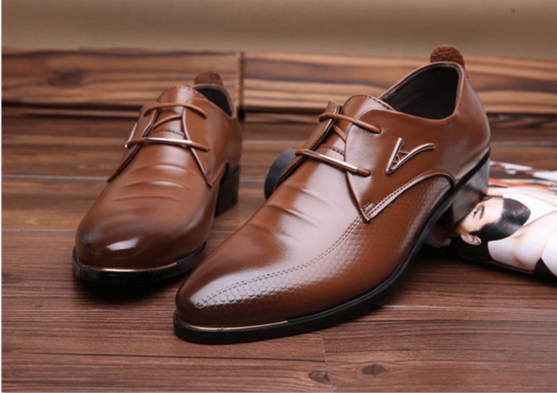 Businesskjole For Menn Formelle Oxfords Leather Loafers Flate Snøresko