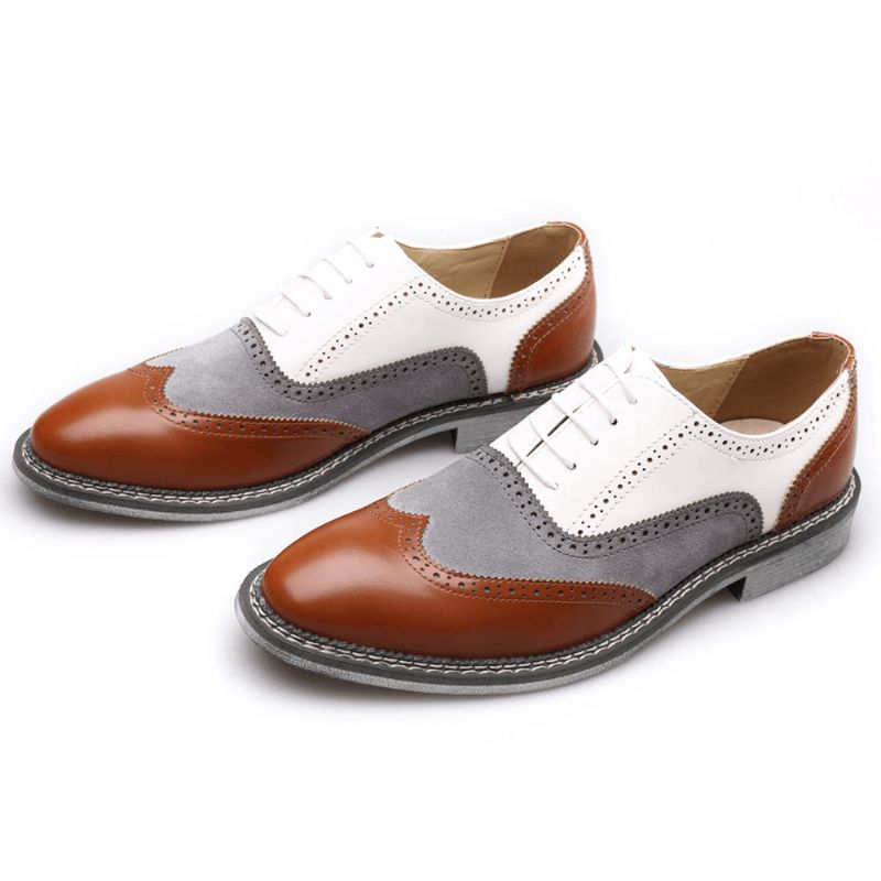 Menn Brogue Colorblock Oxfords Snøring Business Casual Formell Sko