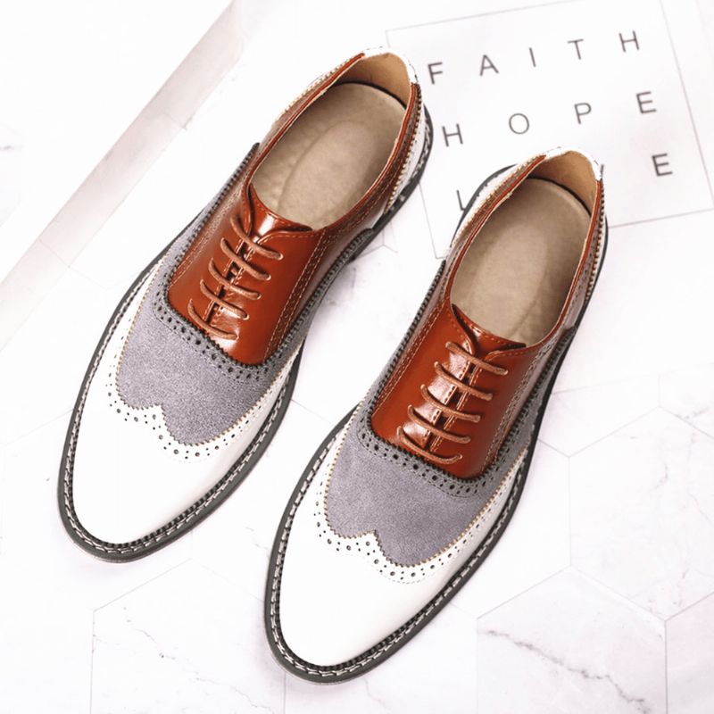 Menn Brogue Colorblock Oxfords Snøring Business Casual Formell Sko