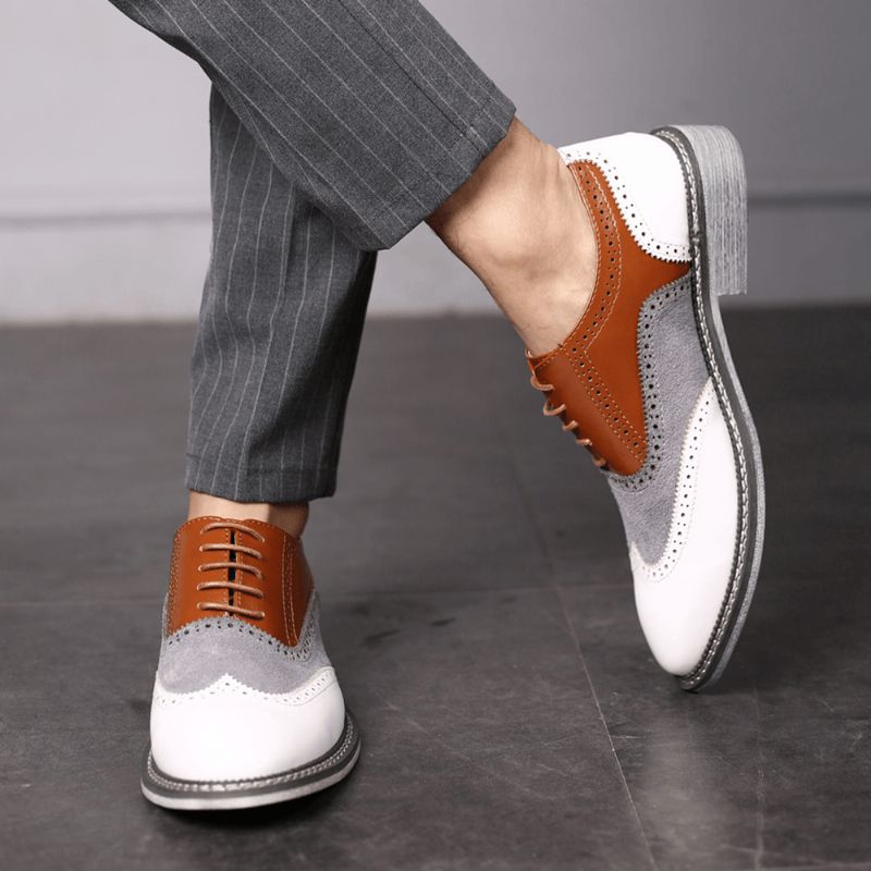 Menn Brogue Colorblock Oxfords Snøring Business Casual Formell Sko