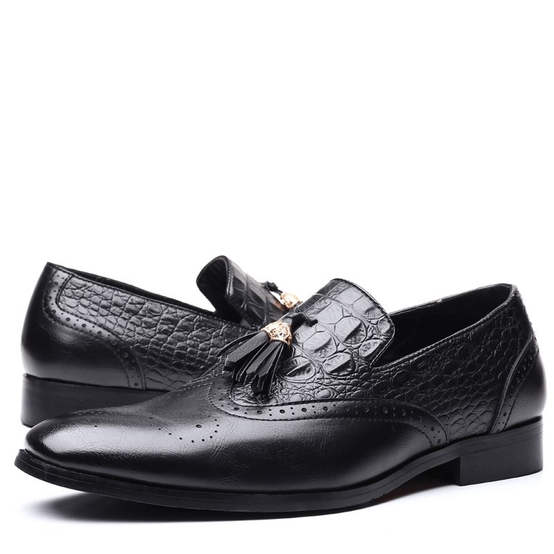 Menn Brogue Tassel Decor Dress Loafers Slip På Business Casual Formelle Sko