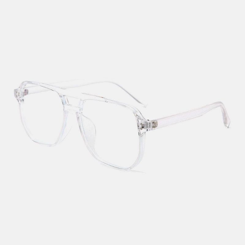 Unisex Double Bridge Large Full Frame Anti-Blue Light Retro Glass