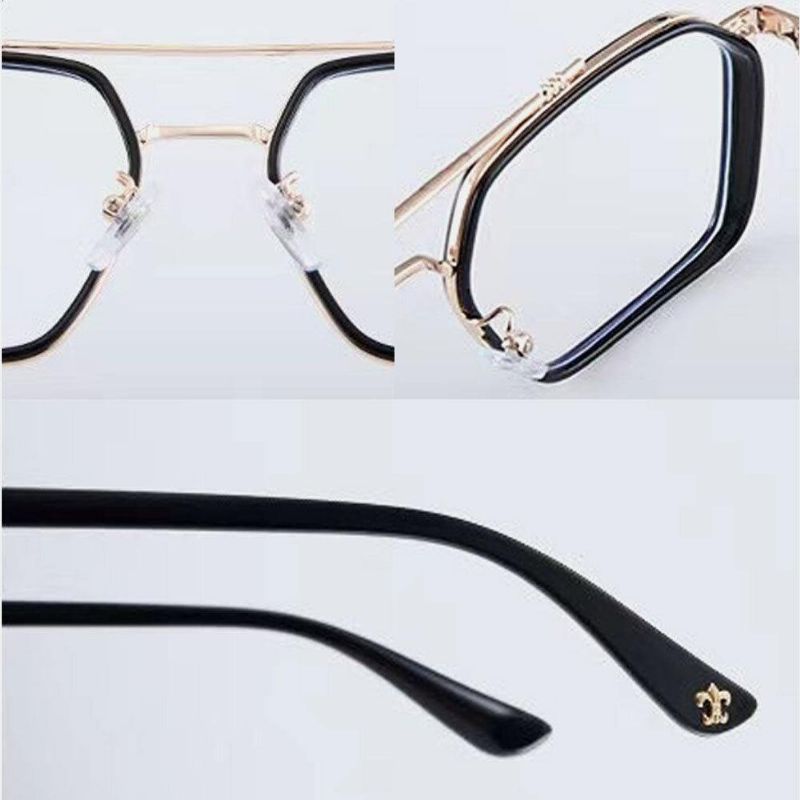 Unisex Large Full Frame Double Bridge Anti-Blue Light Anti-Uv Vintage Solbriller