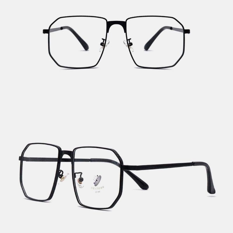 Unisex Polygonal Metal Full Frame Myopia Brilleinnfatning Anti-Blue Light Fashion Flat Briller