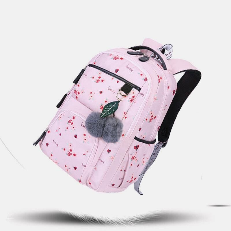 Dame Fluffy Ball Print Anti-Tyveri Multifunksjon Laptop Bag Ryggsekk