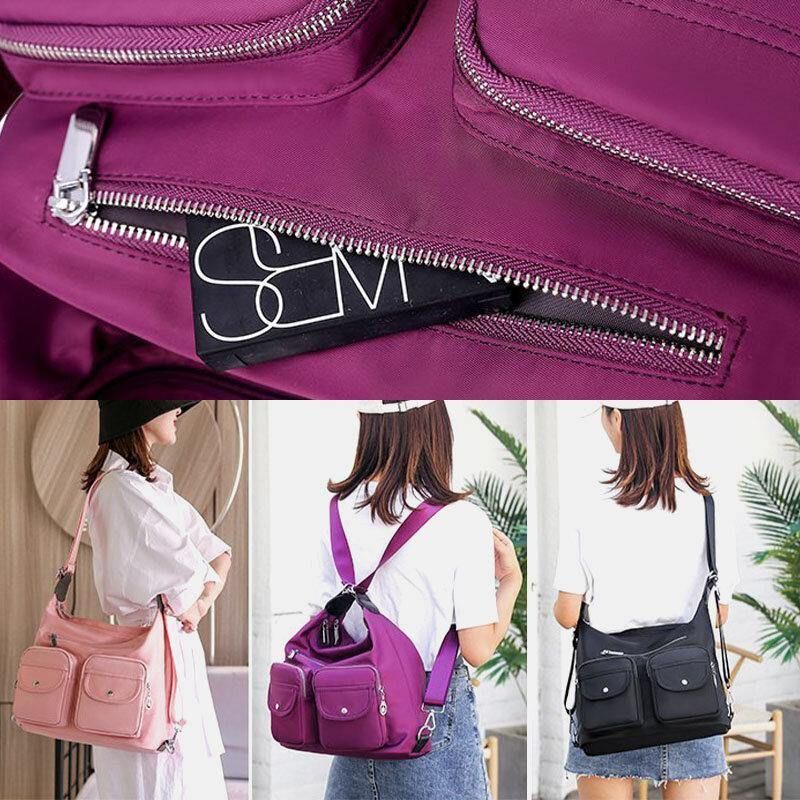 Kvinner Vanntett Multi-Carry Multi-Lomme Solid Crossbody Bag Ryggsekk