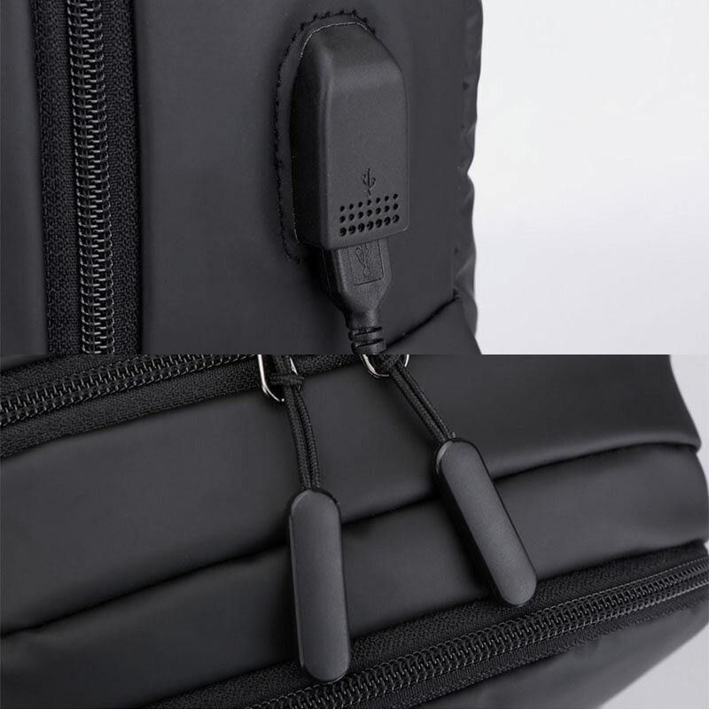 Menn Usb Lading Utendørs Nylon Reise Vanntett Stor Kapasitet 13 Tommers Laptop Bag Reiseveske Ryggsekk