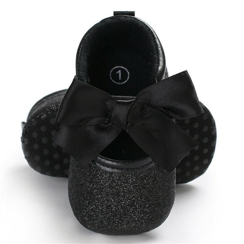 Baby Girl'S Lace Up Glitter Bowknot First Walkers