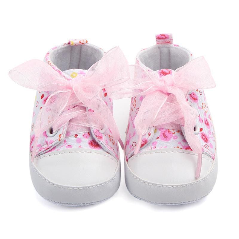 Girl'S Ribbon Floral Pattern First Walkers