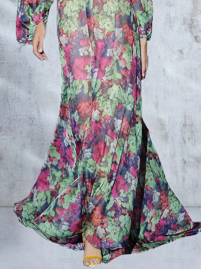 Vacaton Langermet Regular Fit Floral Maxi Dress