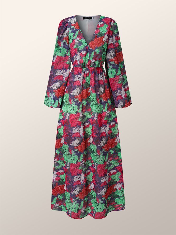 Vacaton Langermet Regular Fit Floral Maxi Dress