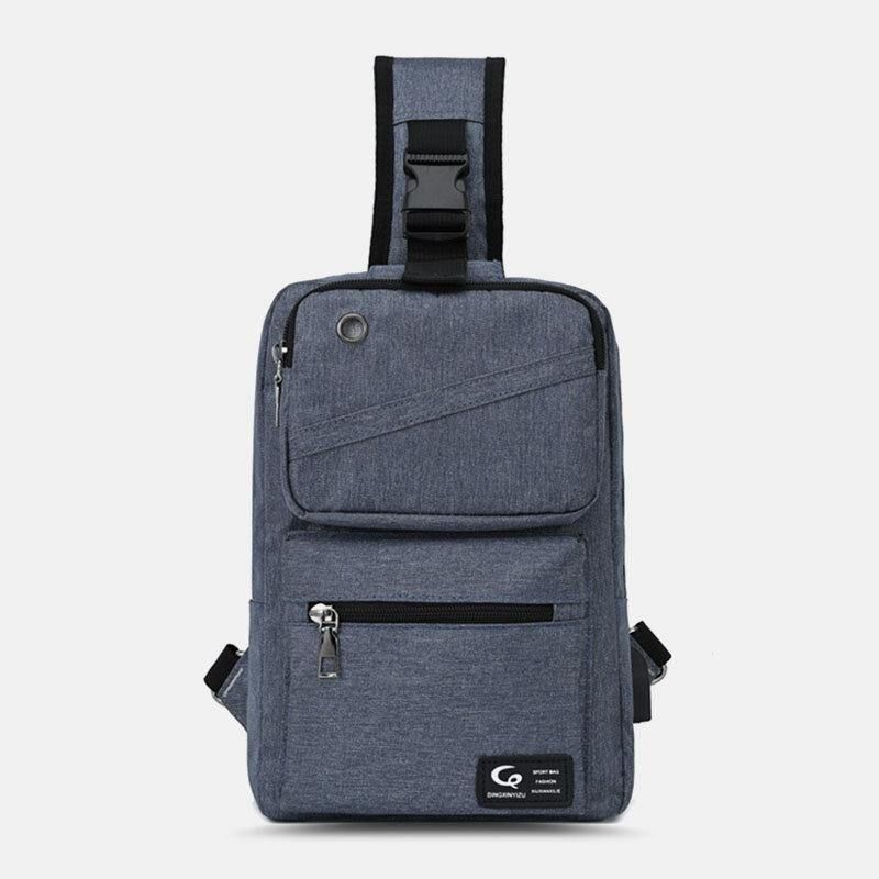 Menn Med Stor Kapasitet Usb-Oppladbart Hull For Hodetelefoner Vanntette Brystvesker Skulderveske Crossbody-Vesker