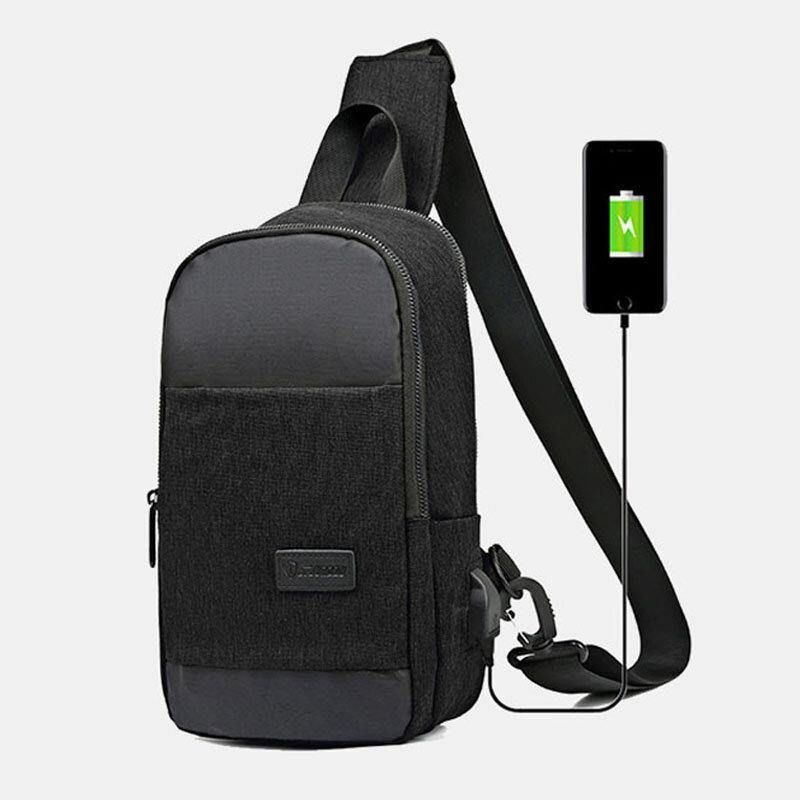 Menn Oxford Vanntett Usb-Lading Med Stor Kapasitet Messenger Crossbody Bag