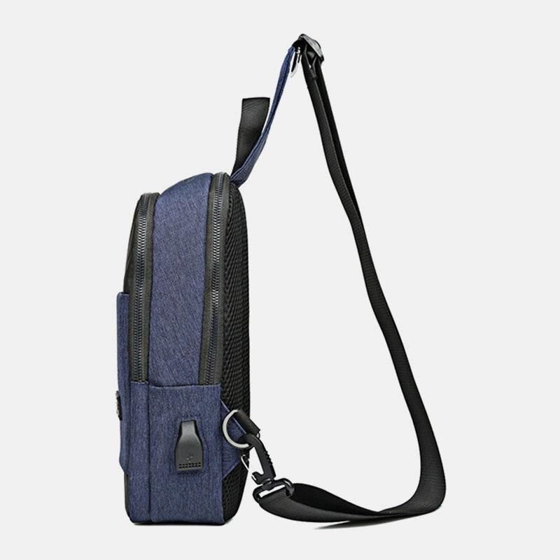 Menn Oxford Vanntett Usb-Lading Med Stor Kapasitet Messenger Crossbody Bag