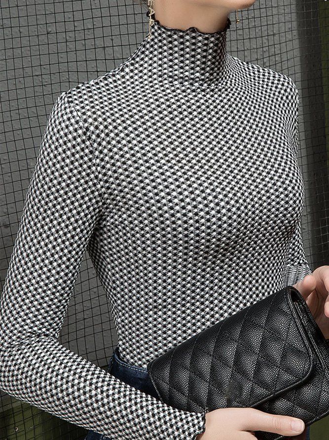 Urban Langermet Turtleneck Geometrisk Tight Topp