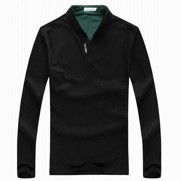 6 Farger Herresport Ensfarget Langermet Golfskjorte Casual Stativ Krage Topper