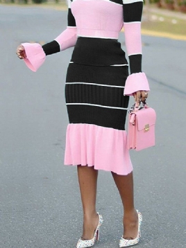 Daily Elegant Striped Mermaid Midi-Skjørt