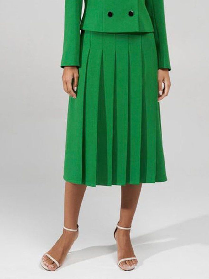 Daily Plain Green Regular Fit Elegant Skirt