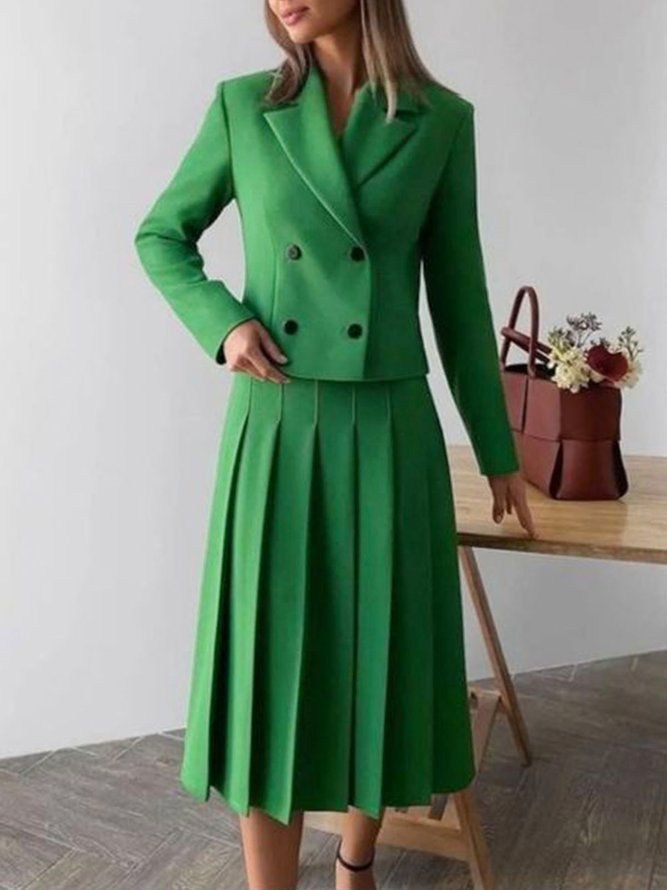 Daily Plain Green Regular Fit Elegant Skirt