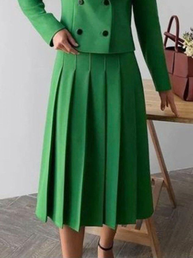 Daily Plain Green Regular Fit Elegant Skirt