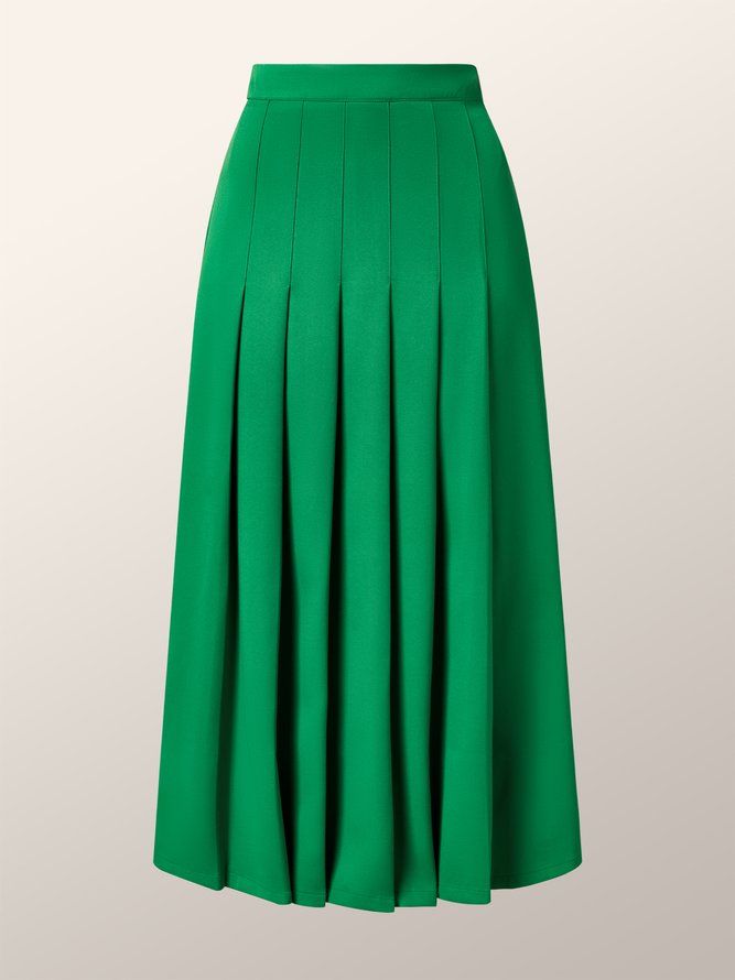 Daily Plain Green Regular Fit Elegant Skirt